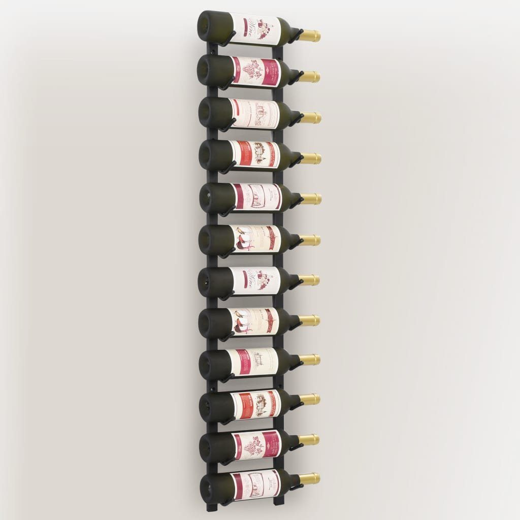 vidaXL Weinregal Wand-Weinregal für 12 Flaschen Schwarz Eisen, 1-tlg.
