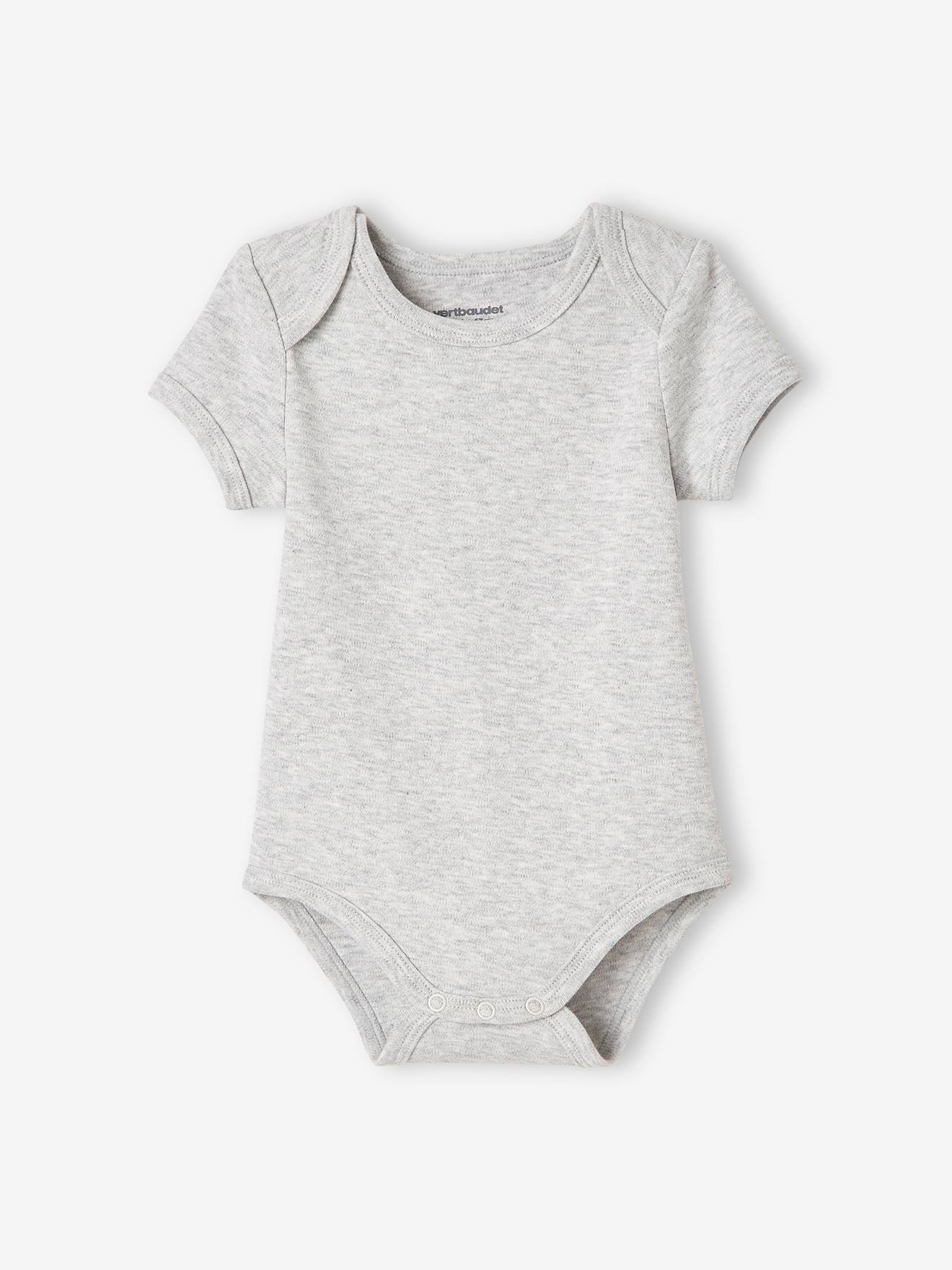 Lot de 7 bodies manches courtes ouverture US bébé BASICS lot bleu