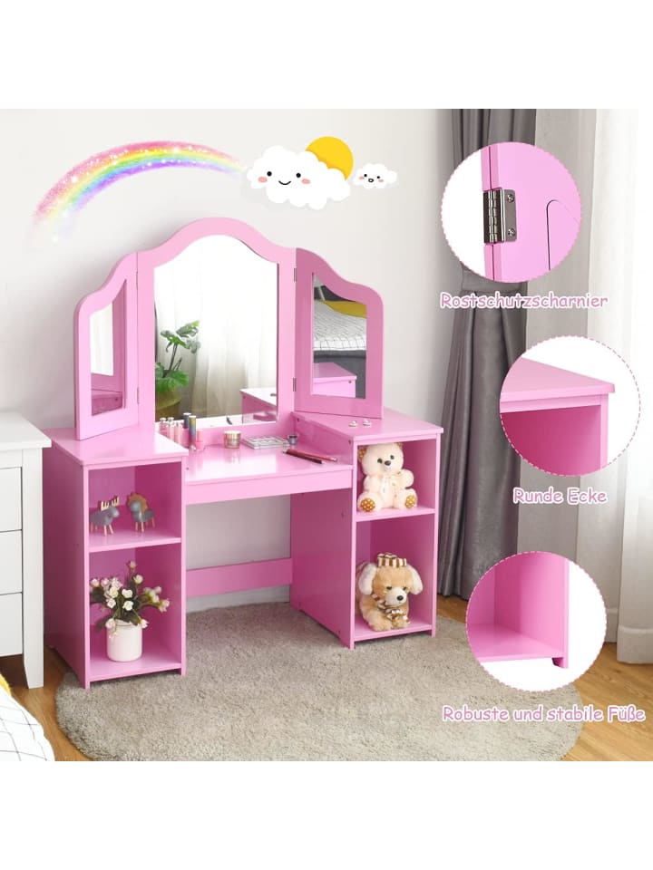 COSTWAY 2 in 1 Schminktisch in Rosa günstig kaufen 40 cm