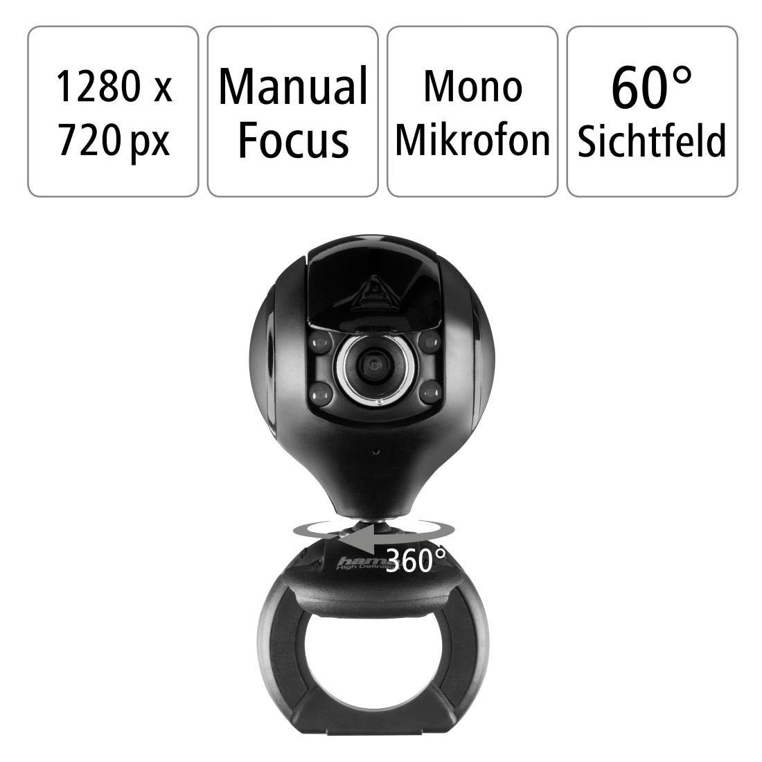 Hama Webcam HD Qualität für Videotelefonie / Gespräche Webcam (HD)