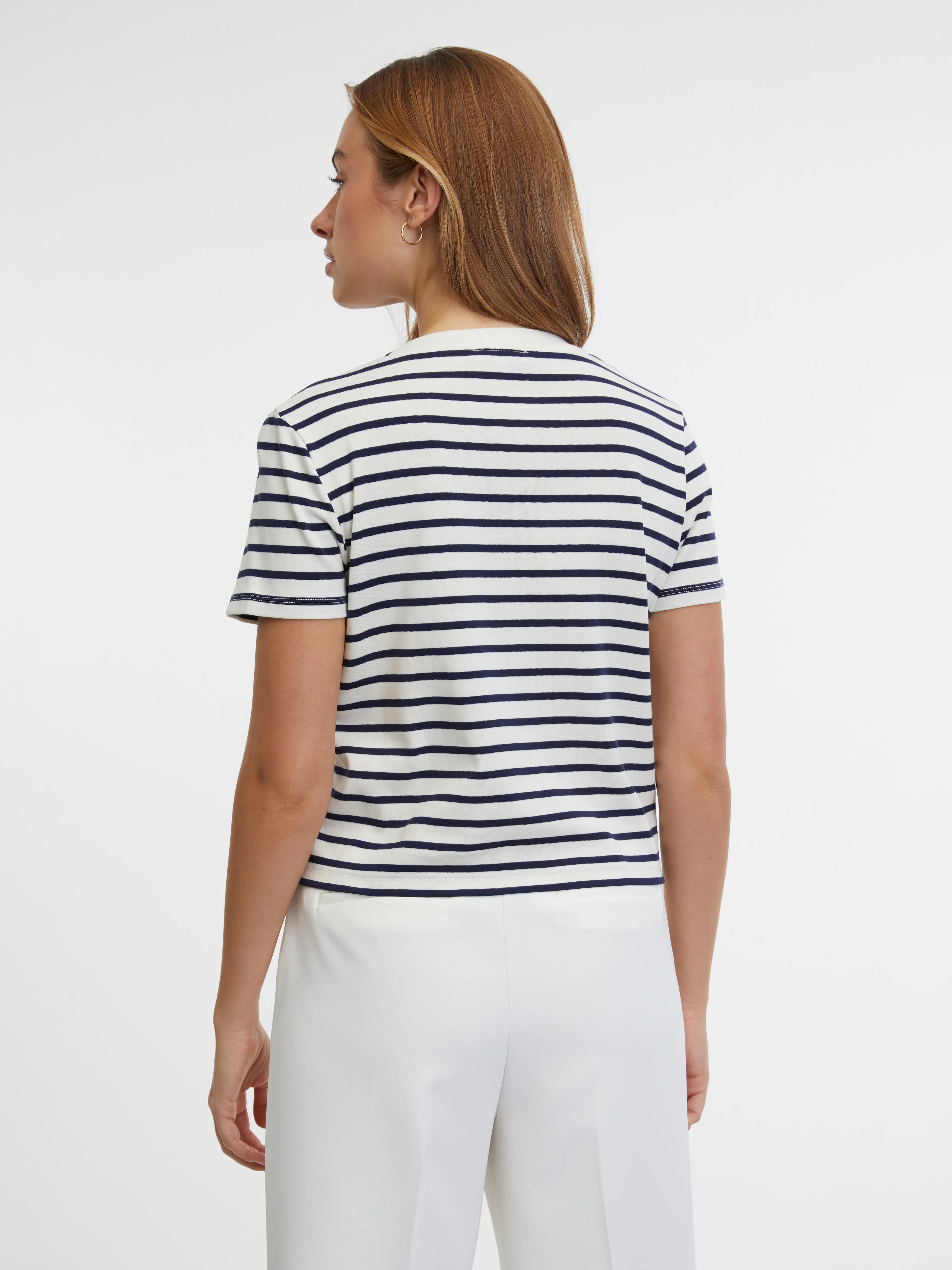 Blau und creme gestreiftes Damen-T-Shirt ORSAY