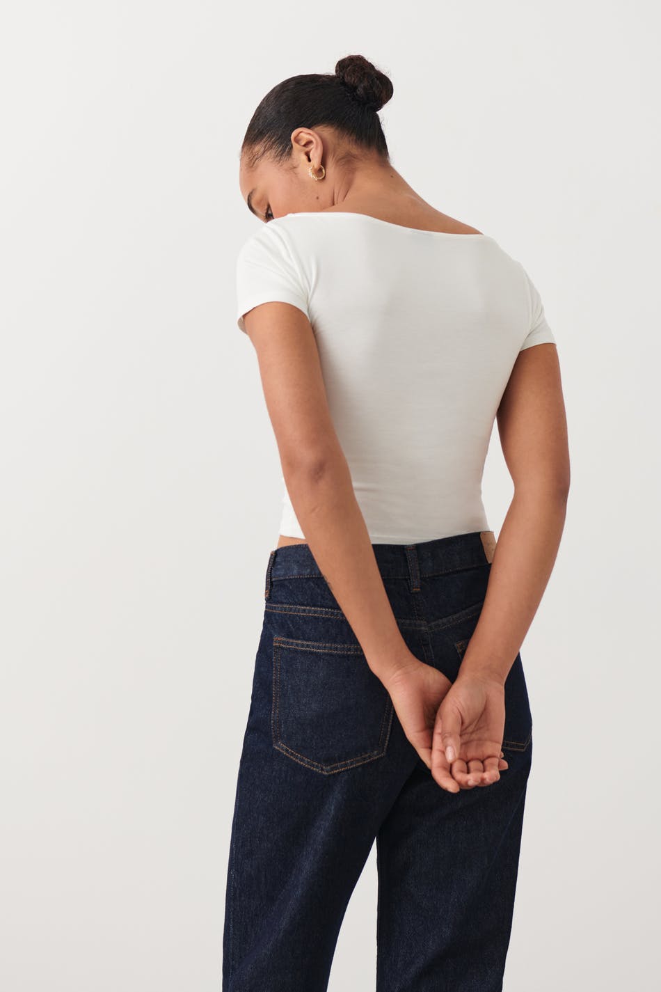 Soft touch cropped boatneck top