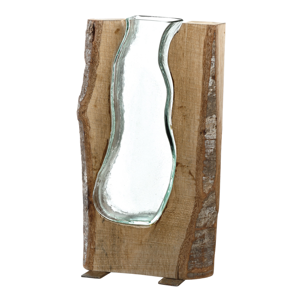 Vase im Holz Casolare klar/braun