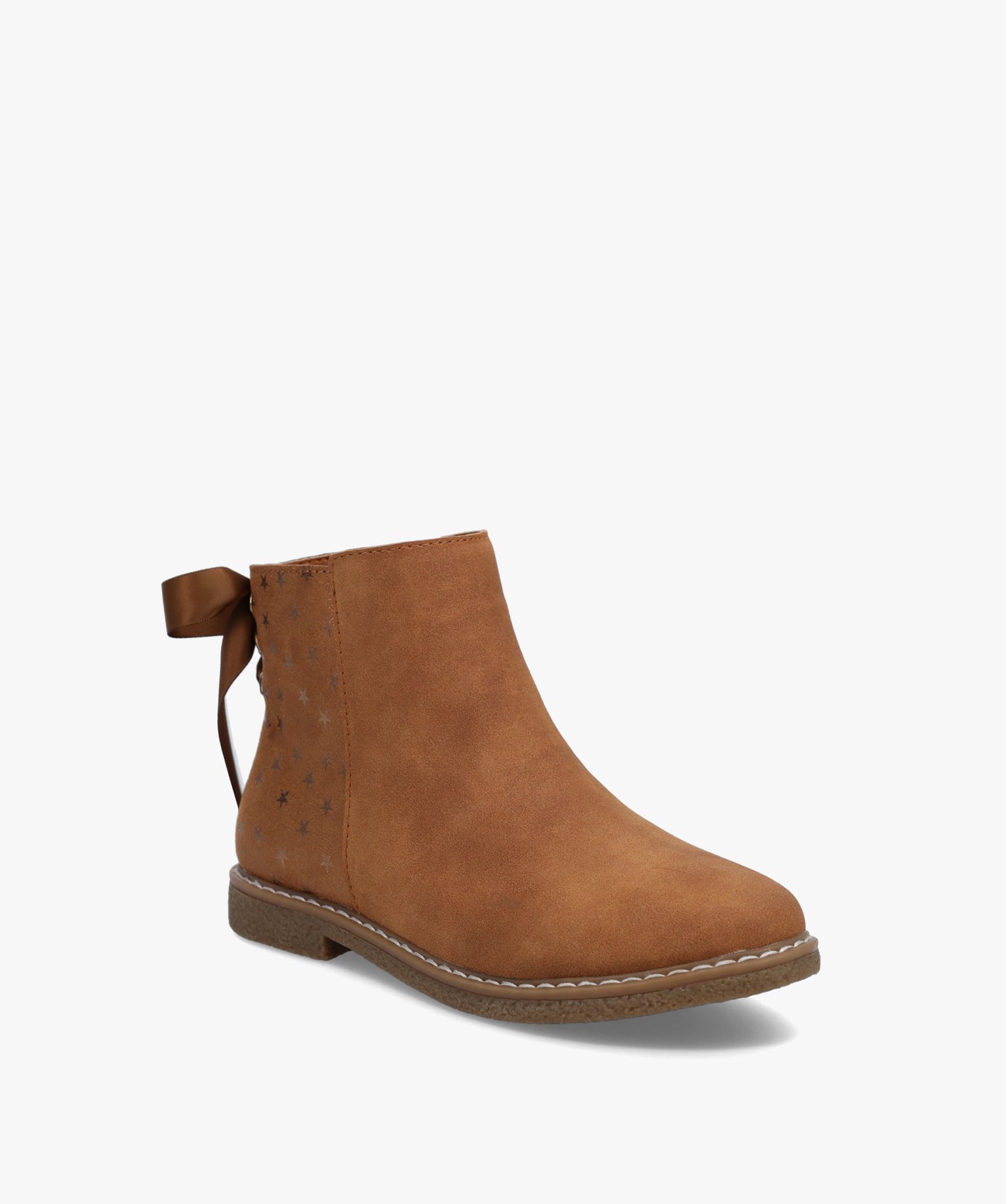 Boots fille en suédine motifs étoiles et ruban décoratif camel | GEMO