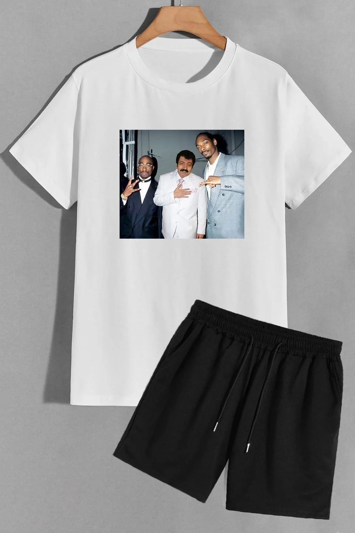 trendypassion  Müslüm bedrucktes Shorts-T-Shirt-Trainingsanzug-Set