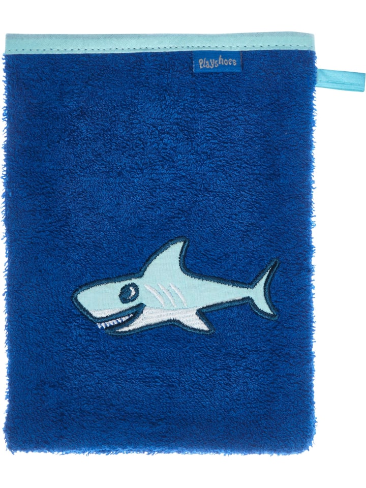 Playshoes Frottee-Waschhandschuh Hai in Blau günstig kaufen onesize