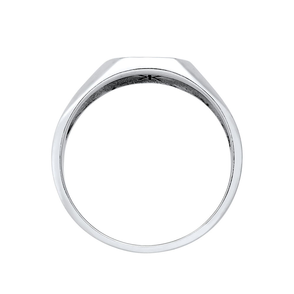 KUZZOI KUZZOI Bague Hommes sceau carré basique texture noire en argent sterling 925 Bague