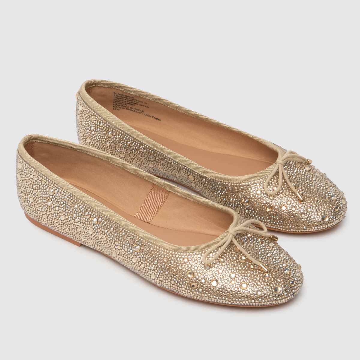 Steve Madden – Guldfärgade ballerinaskor med blommönster och blingmönster