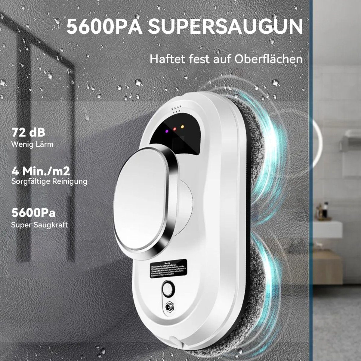 DOPWii Fensterputzroboter 80W Fenstersauger,2800Pa,Fensterputzer,Mit USV-Stromausfallschutz