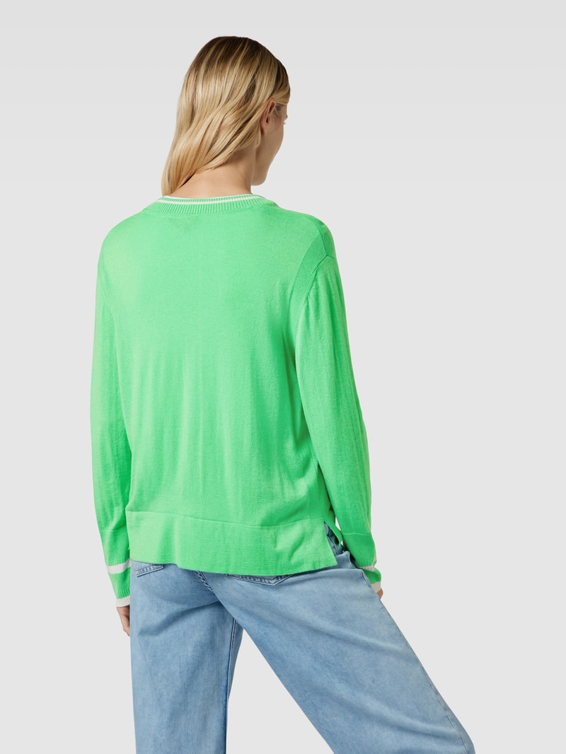 Strickjacke mit Kontraststreifen in neon grün