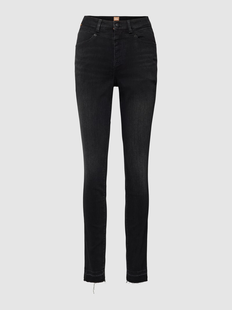 Slim Fit Jeans mit Eingrifftaschen in schwarz