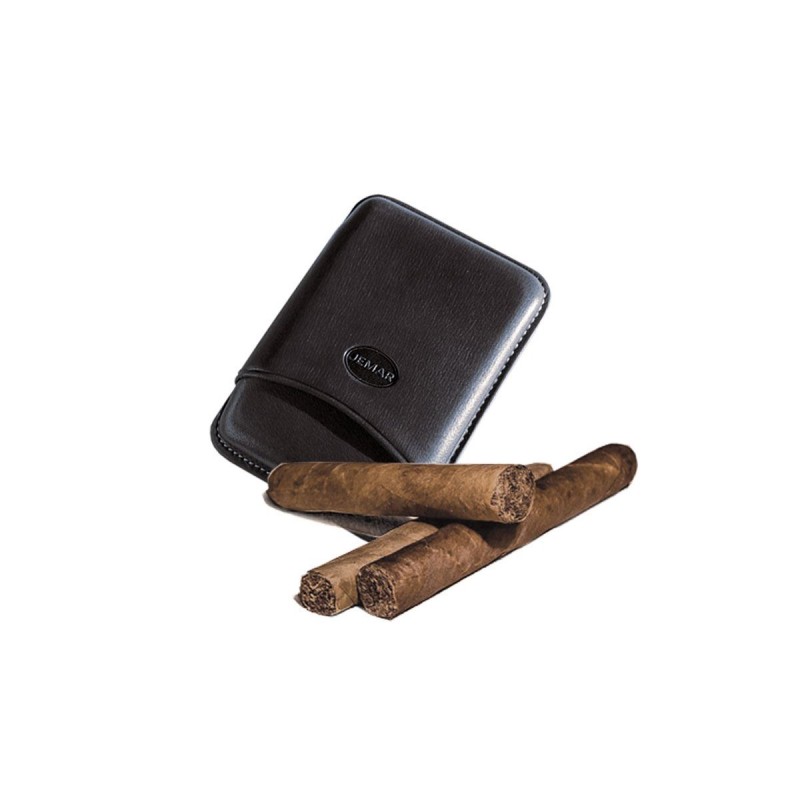 Leder-Zigarrenetui für 3 toskanische Zigarren Schwarze Farbe, Jemar (Leder-Zigarrenetui)