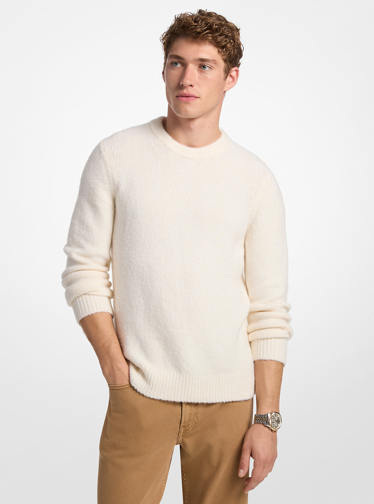 Nylon Blend Sweater - BONE