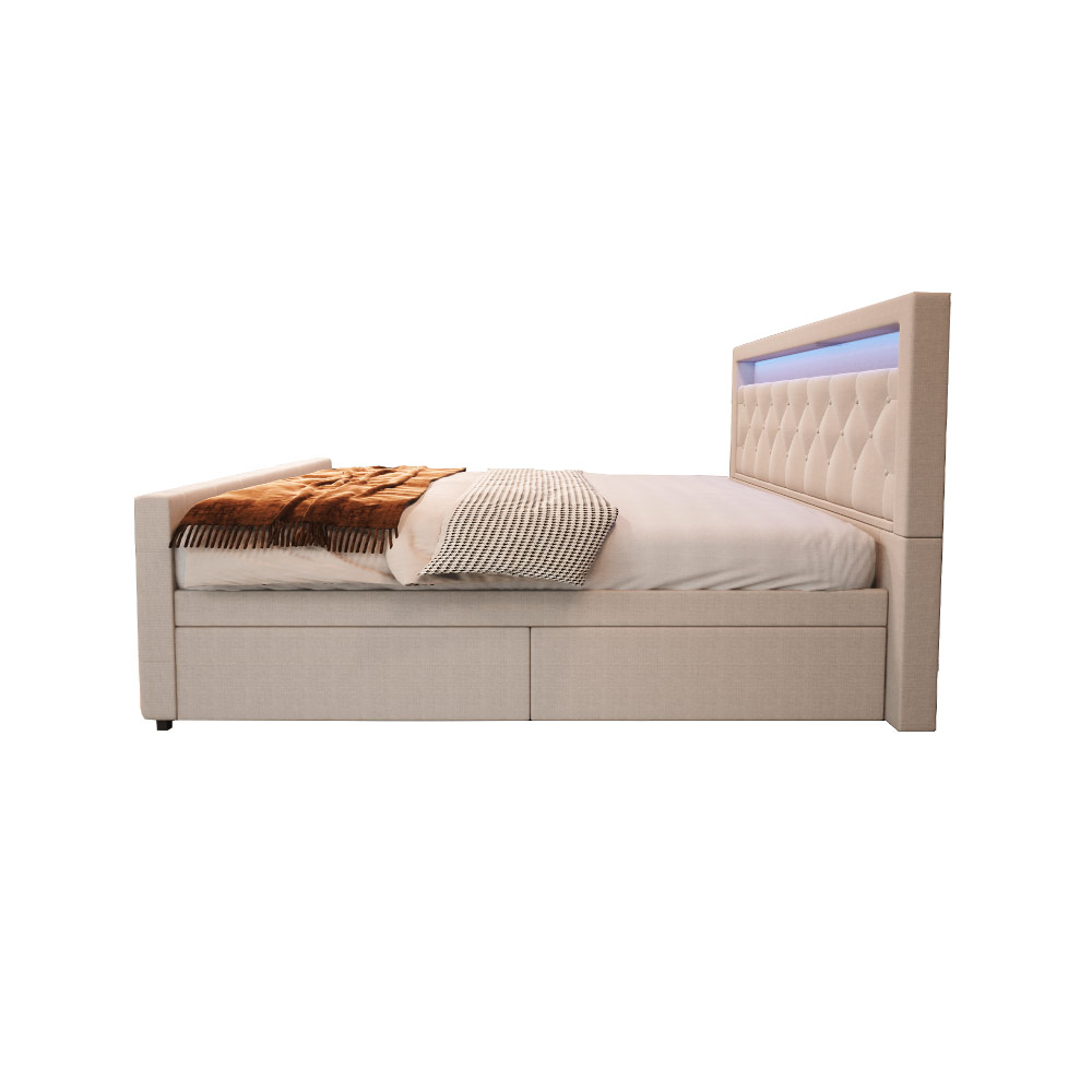 Home Deluxe HOME DELUXE Polsterbett VELARA inkl. Matratze und Topper 180 x 200 cm - Beige