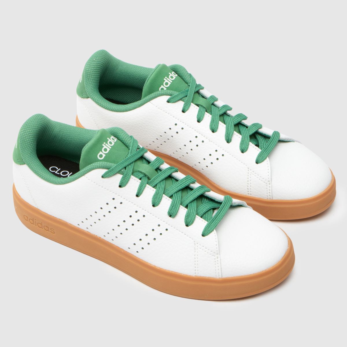 adidas Advantage 2.0 träningsskor i vitt och grönt