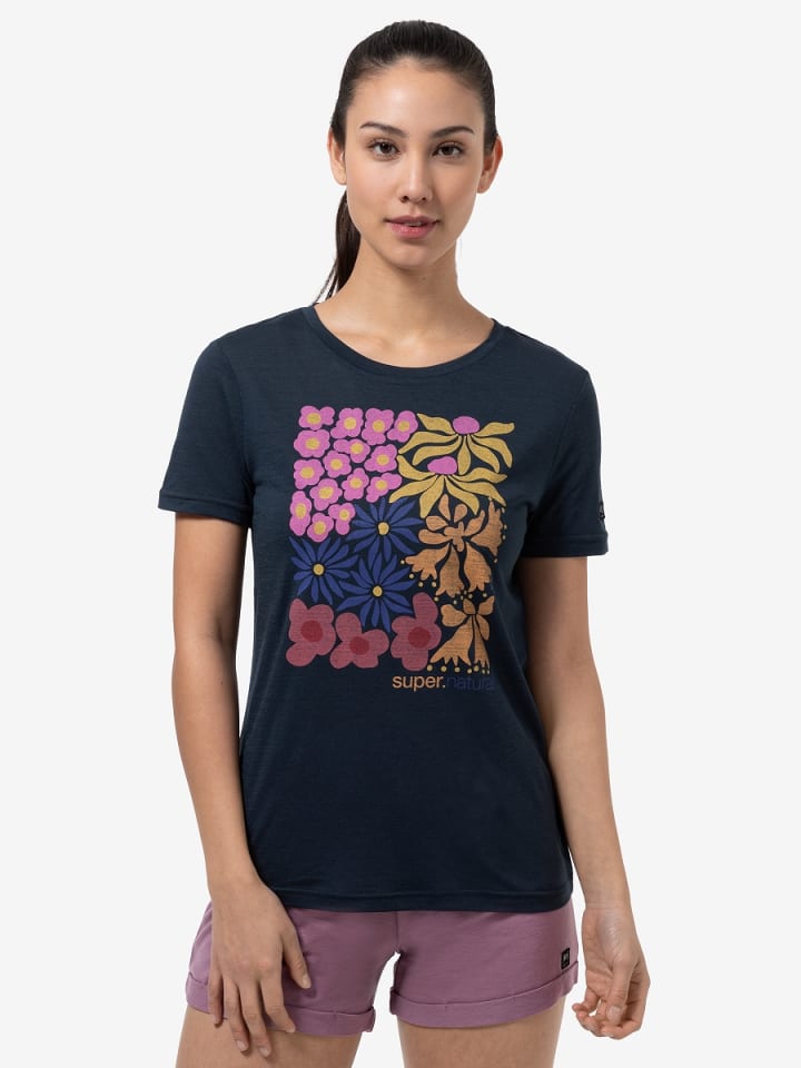 super.natural Merino T-Shirt MAT IS in blau günstig kaufen