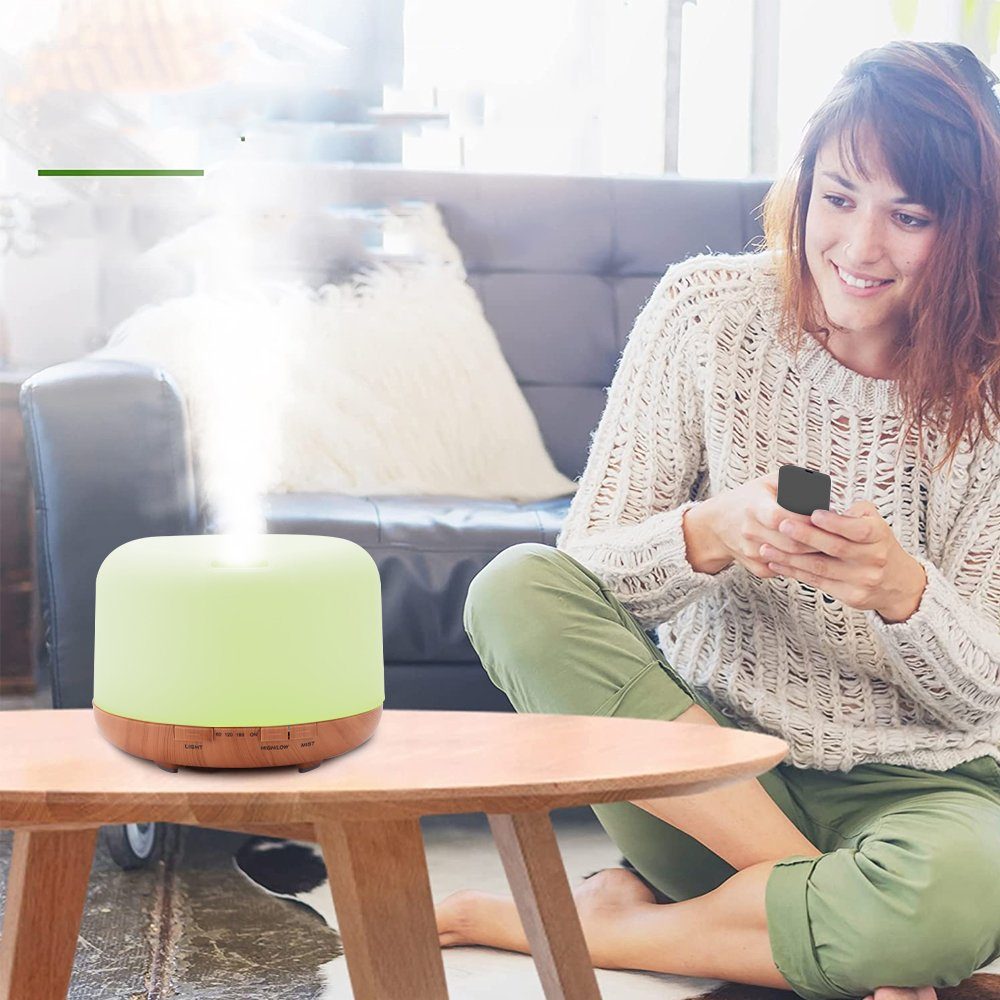 AKKEE Diffuser 500ml Aroma Diffuser, Ultraschall Aromatherapie Diffuser, 0,50 l Wassertank, für Ätherische Öle, Luftbefeuchter mit Timer, Automatische Abschaltung
