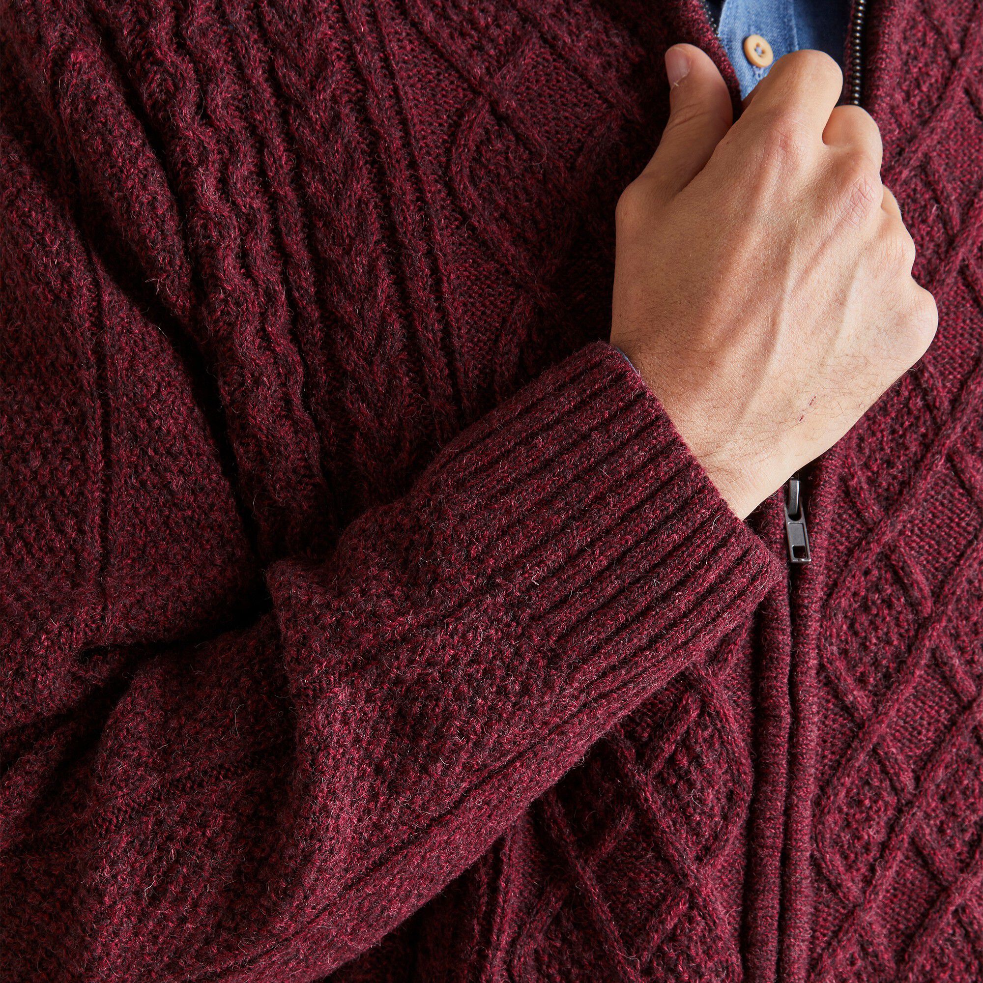 Gilet zippé maille irlandaise