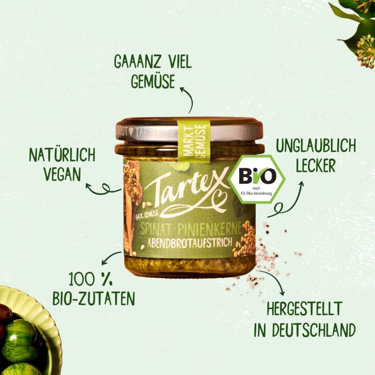 Brotaufstrich, Spinat Pinienkerne, 135 g