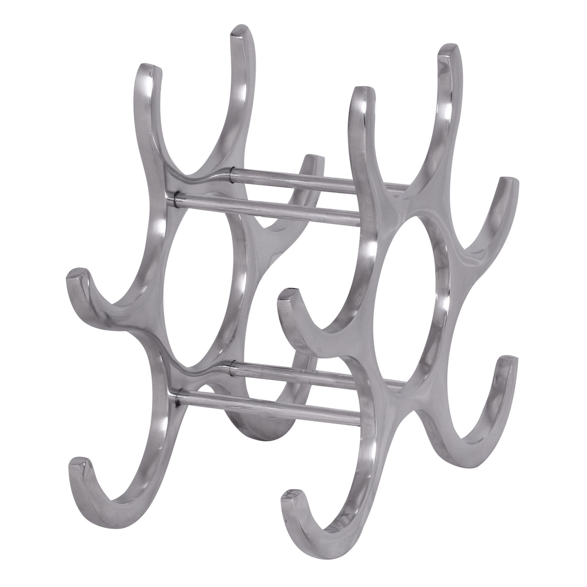 FINEBUY Weinregal FB37846, Aluminium Silber 29x24x14 cm 6 Flaschen modern, Flaschenregal Flaschenhalter Regal Flaschenständer