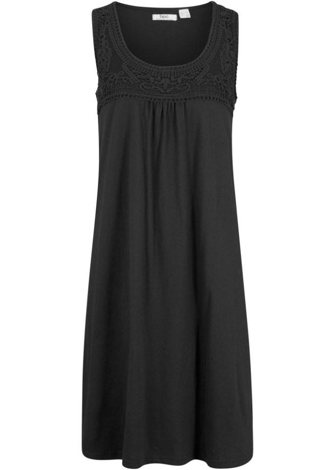 Kurzes Baumwoll-Shirtkleid mit Spitze, ärmellos