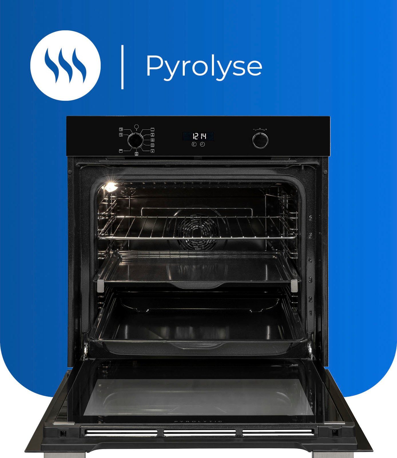 exquisit Pyrolyse Backofen EBEP 707-18 H, mit 1-fach-Teleskopauszug, Pyrolyse-Selbstreinigung