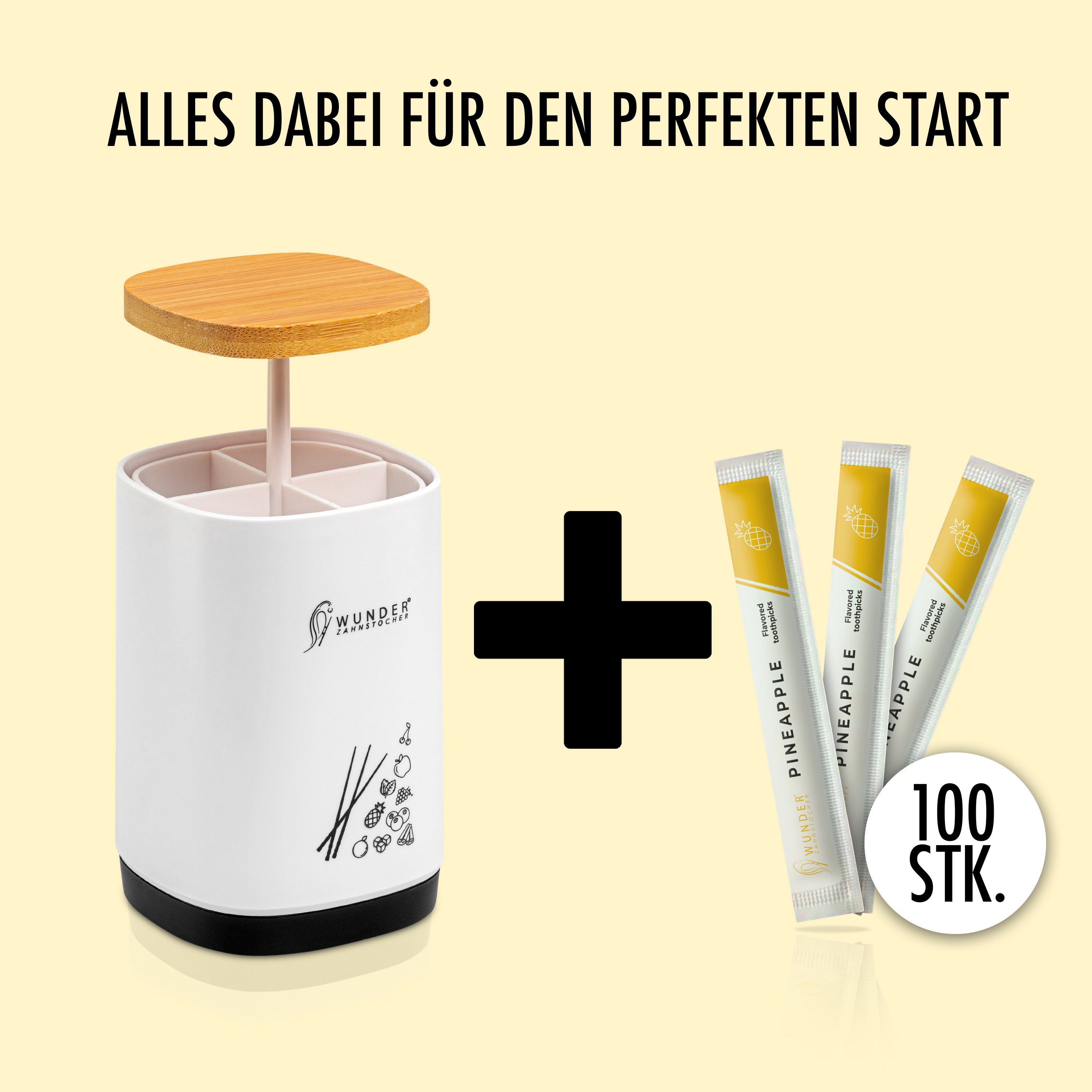 Wunder Zahnstocher Mundpflegecenter Wunder Zahnstocher - 1x Zahnstocherspender + 100x Ananas EV