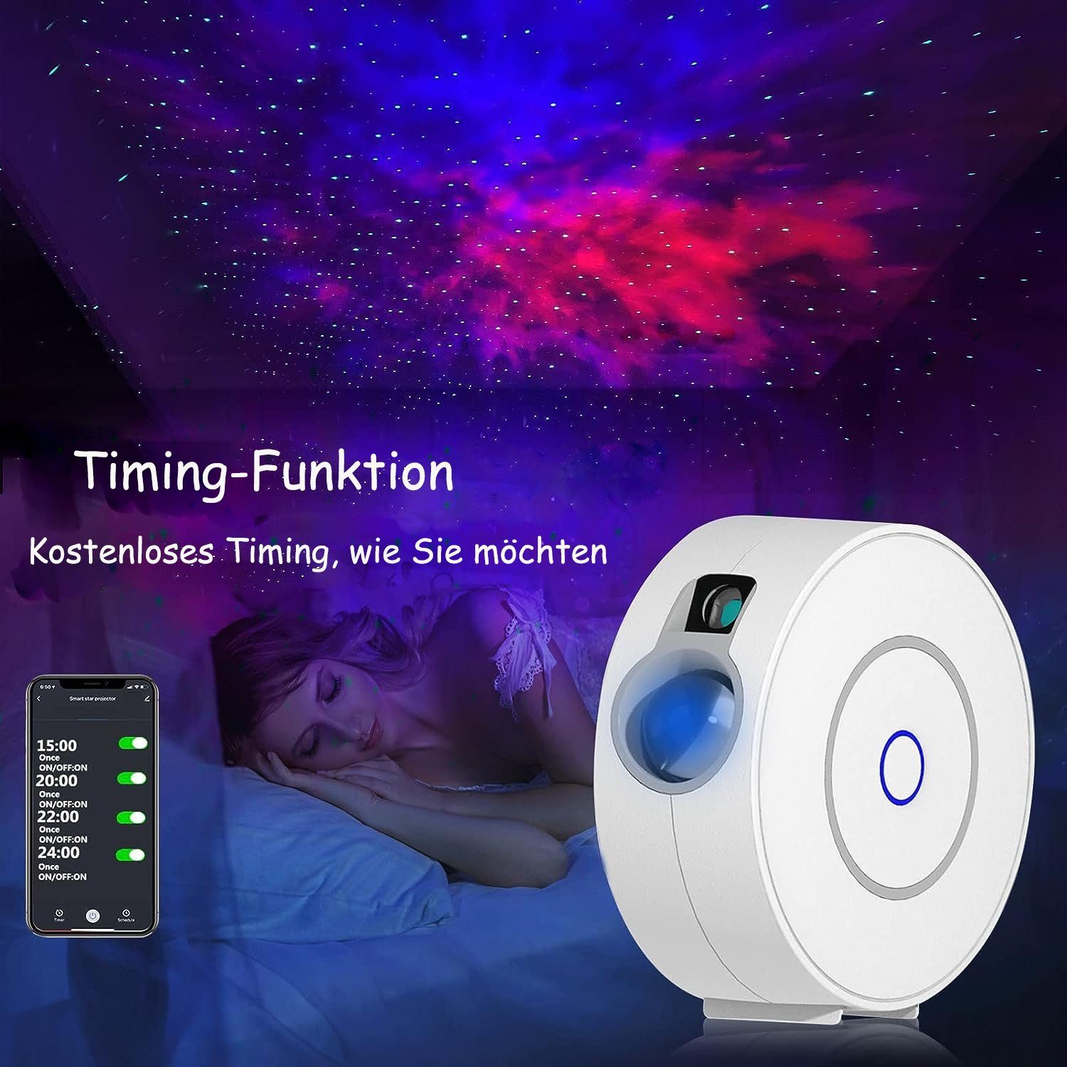 KREATE Projektionslampe Projektionslampe LED Nachtlicht Sternenhimmel, Sternenhimmelfarbe, Bunt, einfarbig, Langlebiger wiederverwendbarer Sternenlichtprojektor