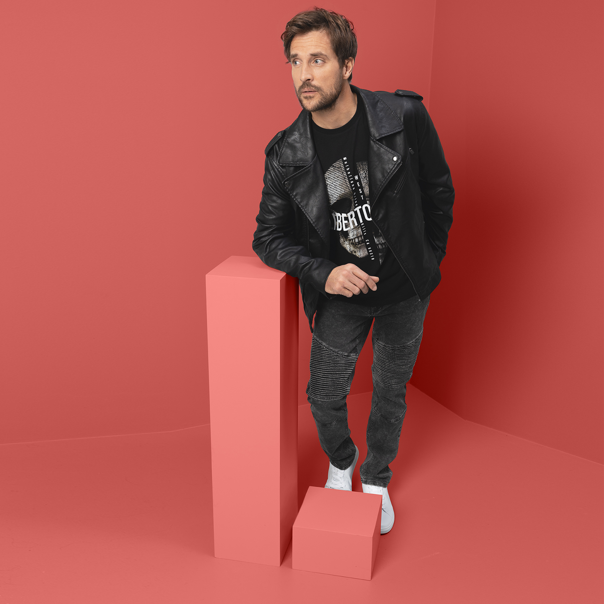 Jeans straight détails biker noir homme | La Halle