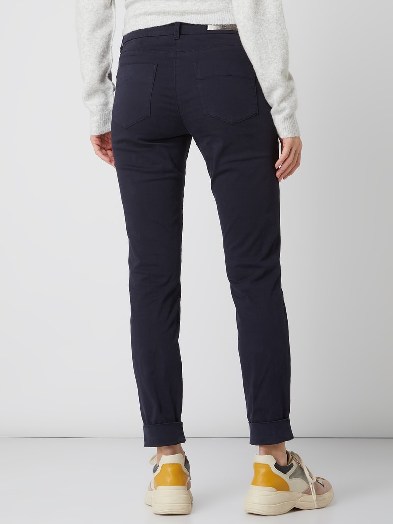 Skinny Fit Jeans mit Umschlag in marineblau