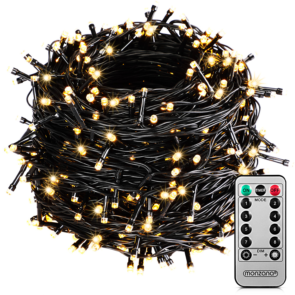 Casaria monzana® Lichterkette 600 LED mit Fernbedienung 60m warm weiß