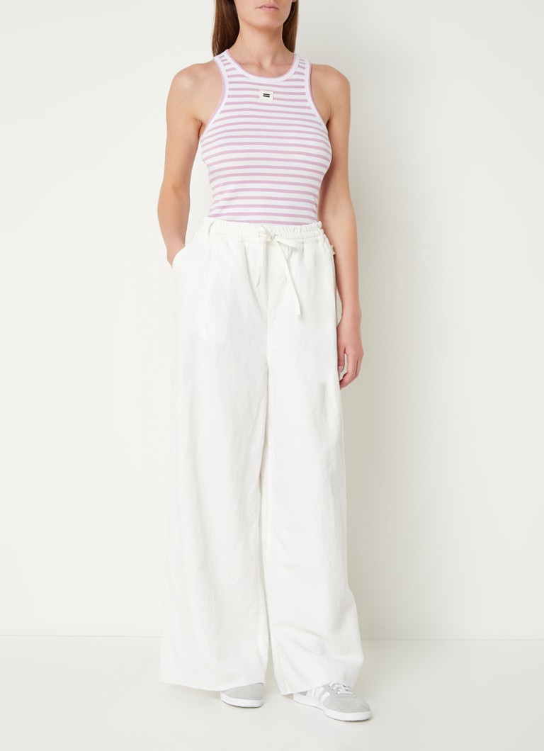 Pantaloni a vita alta e gamba larga in misto lino con coulisse, modello 10DAYS