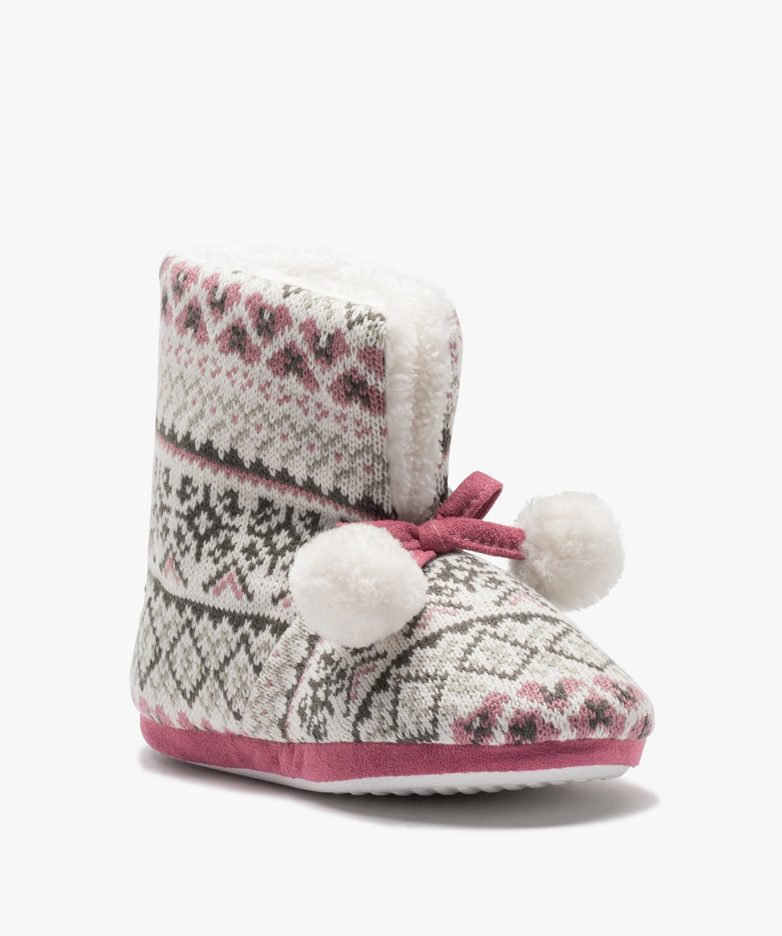 Chaussons femme boots en maille jacquard multicolore multicolore | GEMO