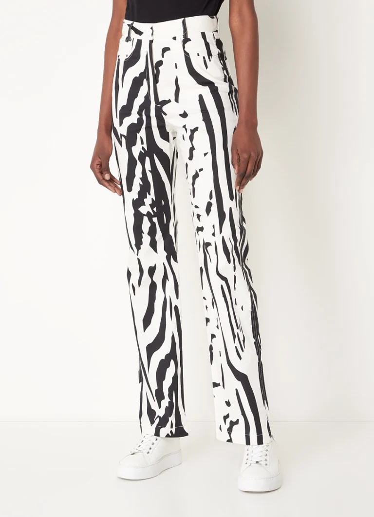 Laagam  Spike high waist straight fit broek met grafische print