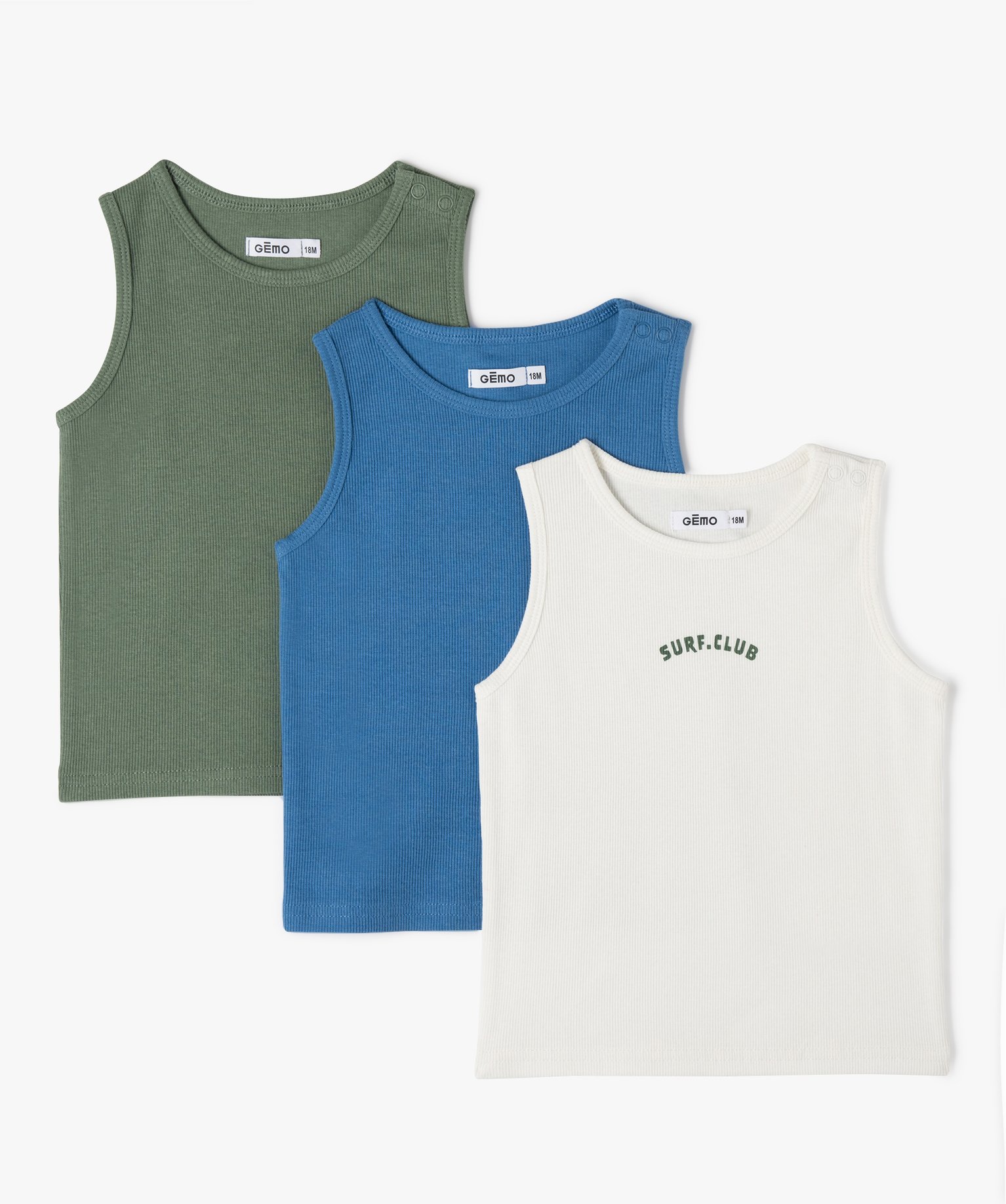Débardeur bébé Garçon en maille ctelée (lot de 3) bleu | GEMO