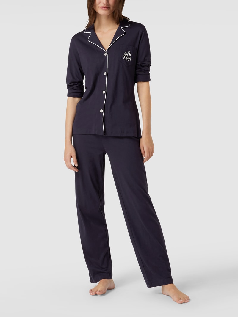 Pyjama aus Baumwoll-Modal-Mix in marineblau