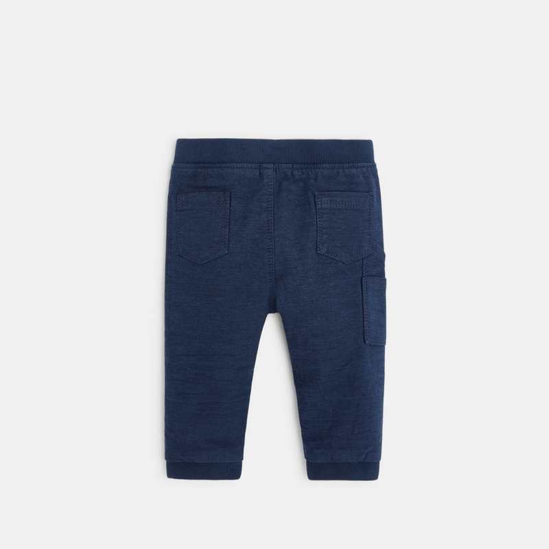 Pantalon toile uni à taille élastiquée bleu bébé garçon
