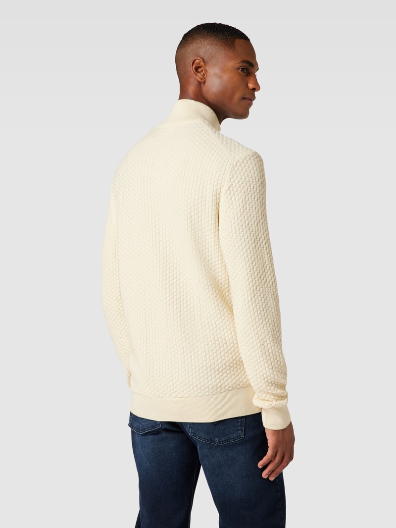 Strickpullover mit kurzem Reißverschluss in offwhite