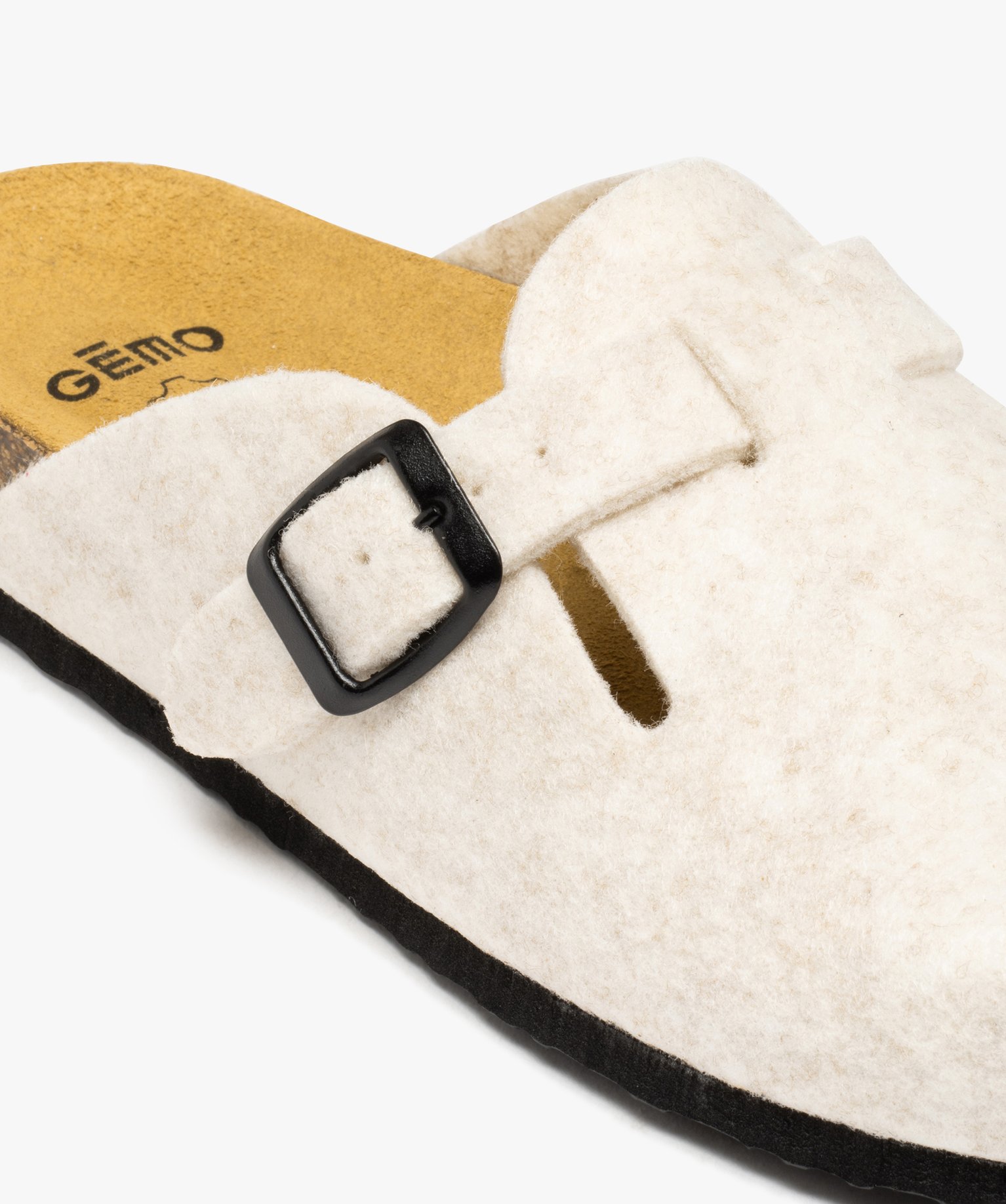 Chaussons femme mules plates en feutrine unie beige | GEMO
