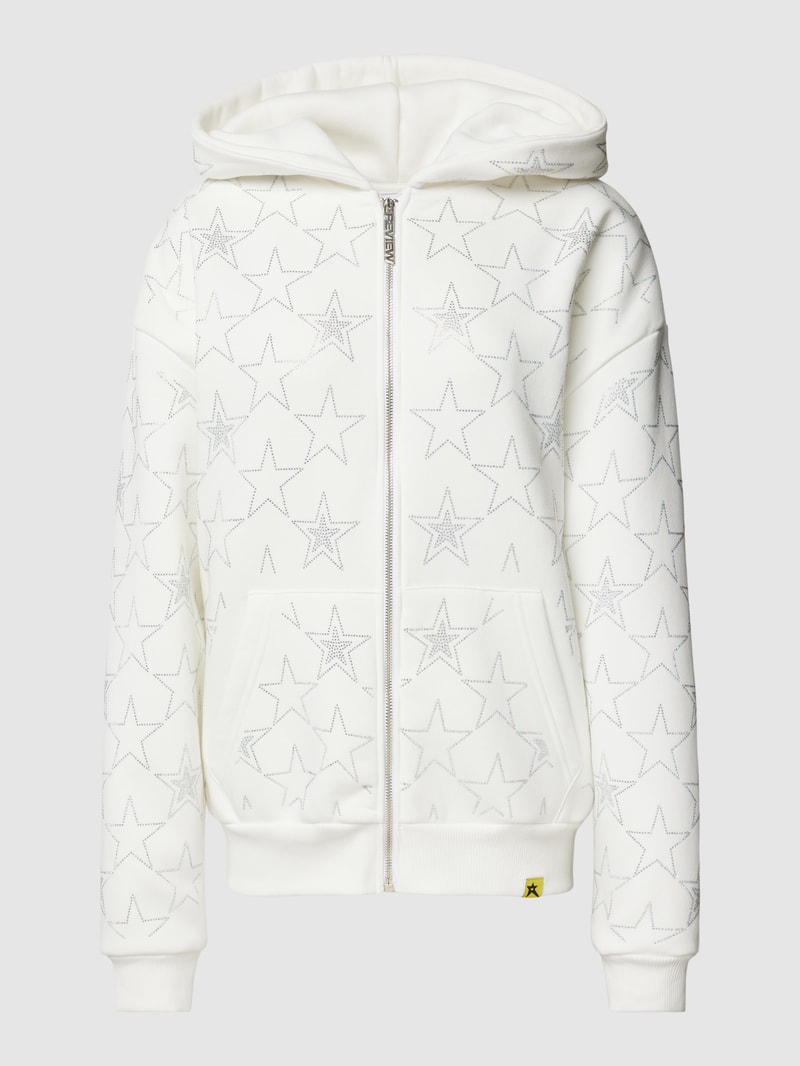 Sweatjacke mit Strasssteinbesatz in offwhite
