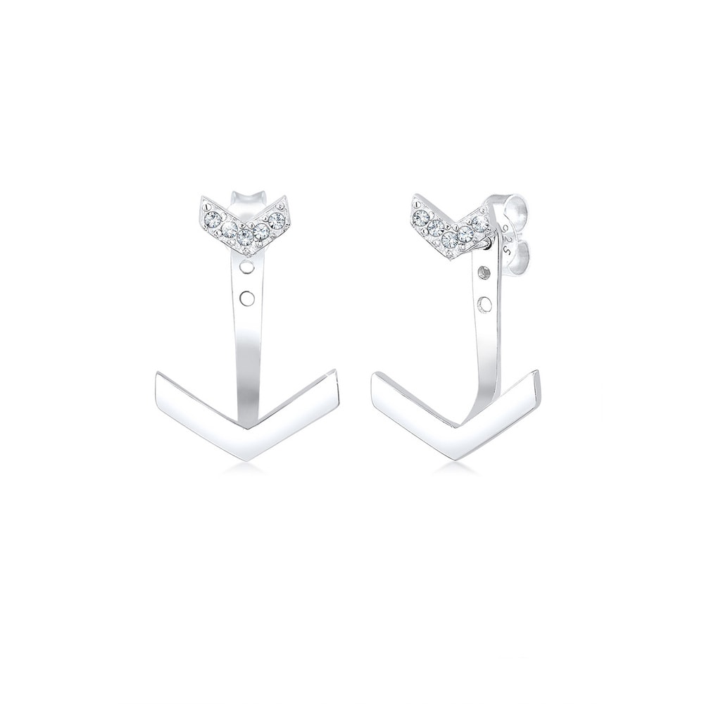 Elli Elli Boucles d'Oreilles Femme Triangle Cristaux 925 Argent Boucles d'oreilles