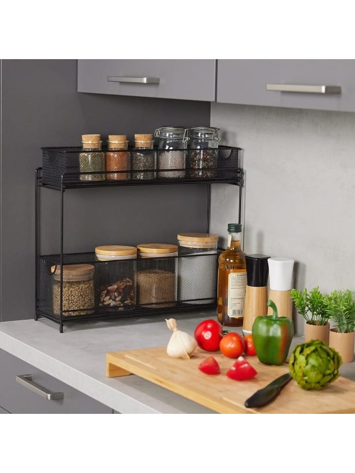 relaxdays Küchenschrank Organizer in Schwarz - (B)15 x (H)40 x (T)46 cm günstig kaufen onesize