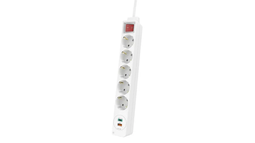 Hama Steckdosenleiste, 5-fach, USB-C/USB-A-Buchse, PD/Fast Charge max. 18W, WS