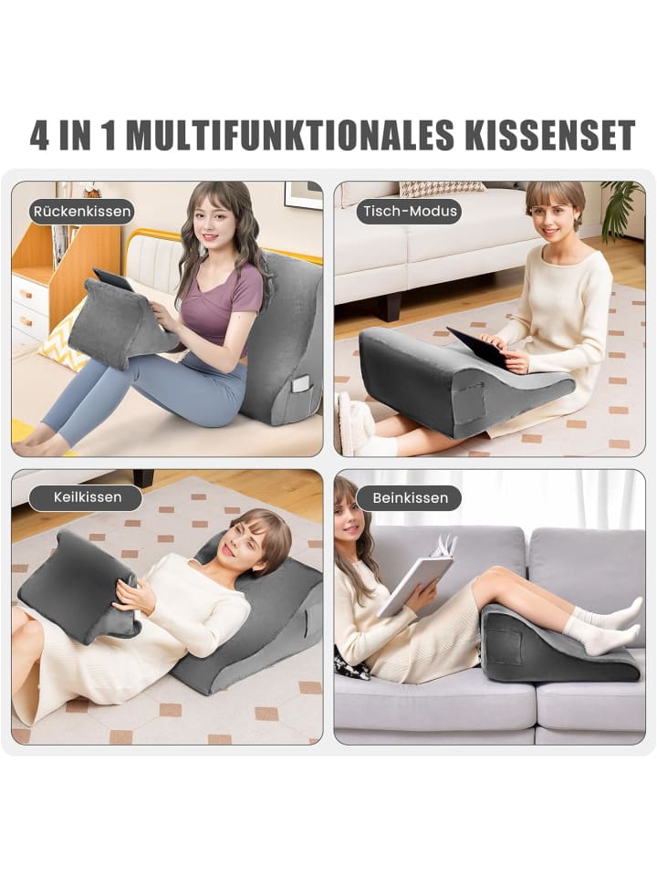 COSTWAY Keilkissen 2 tlg. abnehmbar in Grau günstig kaufen 54 cm