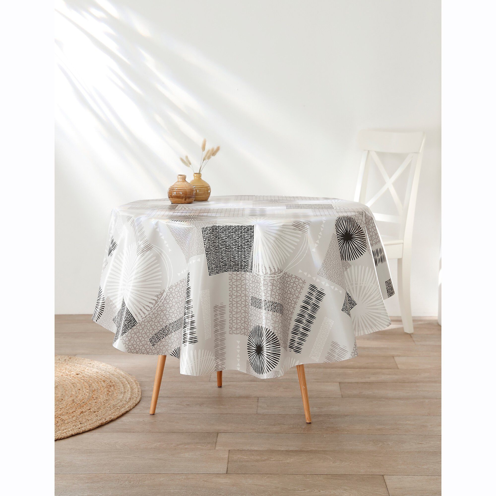 Nappe toile cirée imprimée rosaces