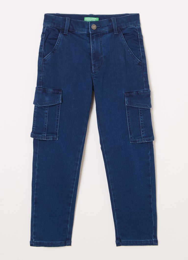 Pantaloni cargo Benetton slim fit din chambray