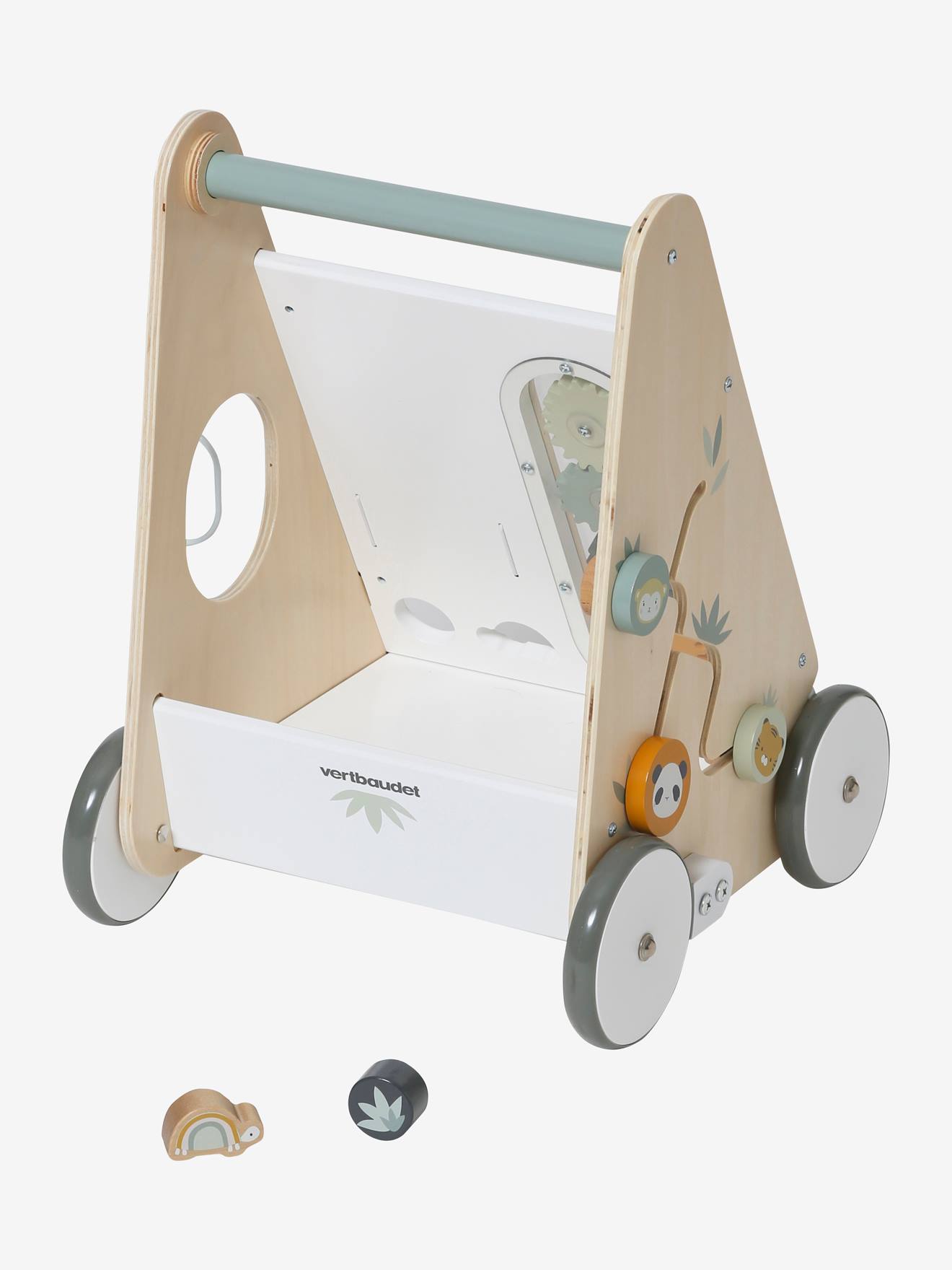 Chariot de marche avec freins HANOÏ en bois FSC® multicolore