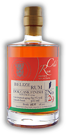 Rumclub Private Selection Edition 29 Belize Rum DOK Cask Finish 2014 Vintage 65,7 % Rumclub Private Selection Edition 29 Belize Rum DOK Cask Finish 2014 Vintage 65,7 %  Jahrgang 2014 - 0,5	 Liter - Vol 65,7%