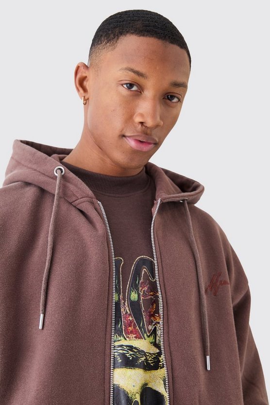 Kastiger Oversize Man Hoodie mit Reißverschluss