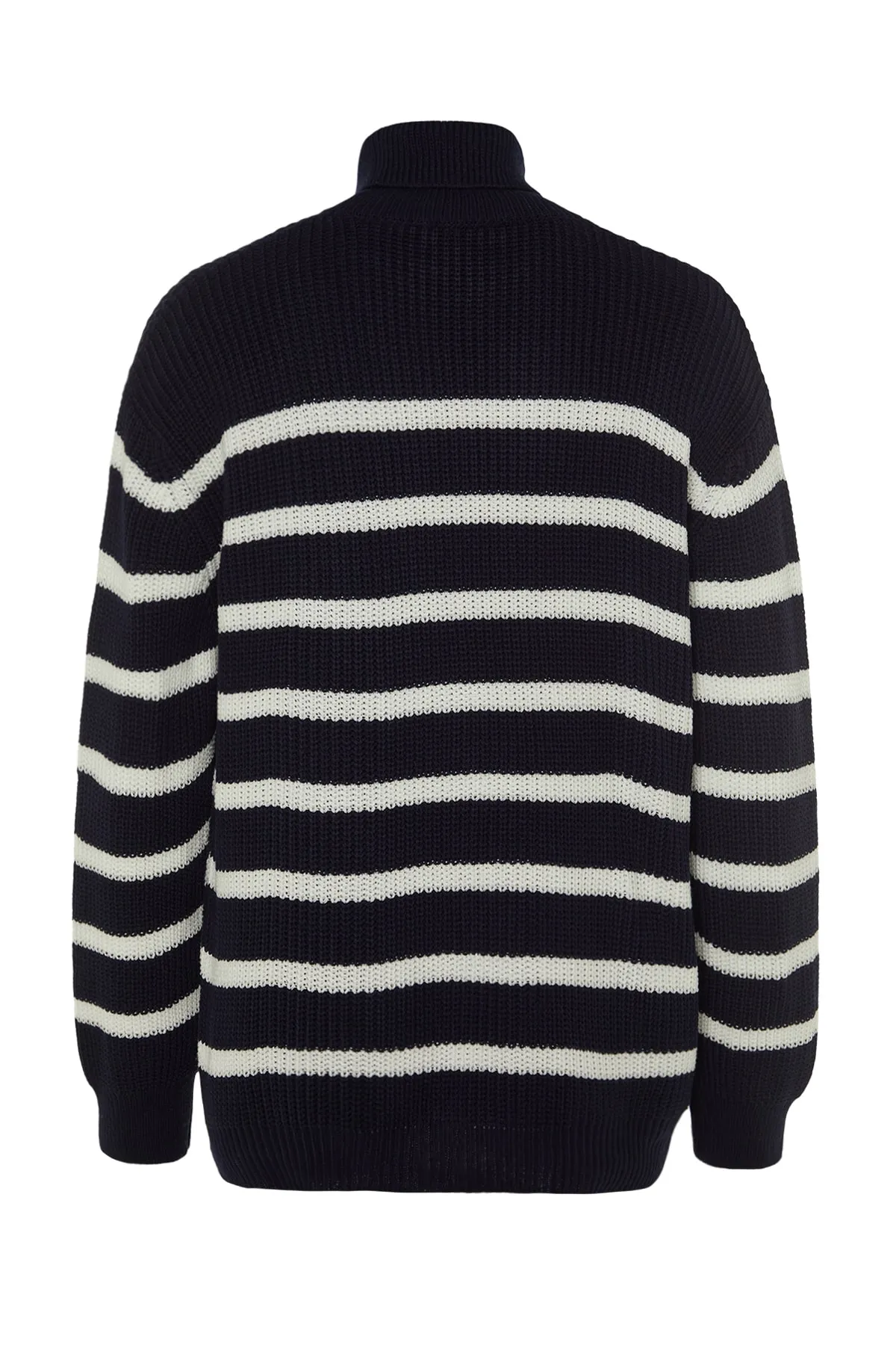 Trendyol Collection  Marineblauer, gestreifter Unisex-Strickpullover in Oversize-Passform und weiter Passform TMNAW24KZ00017